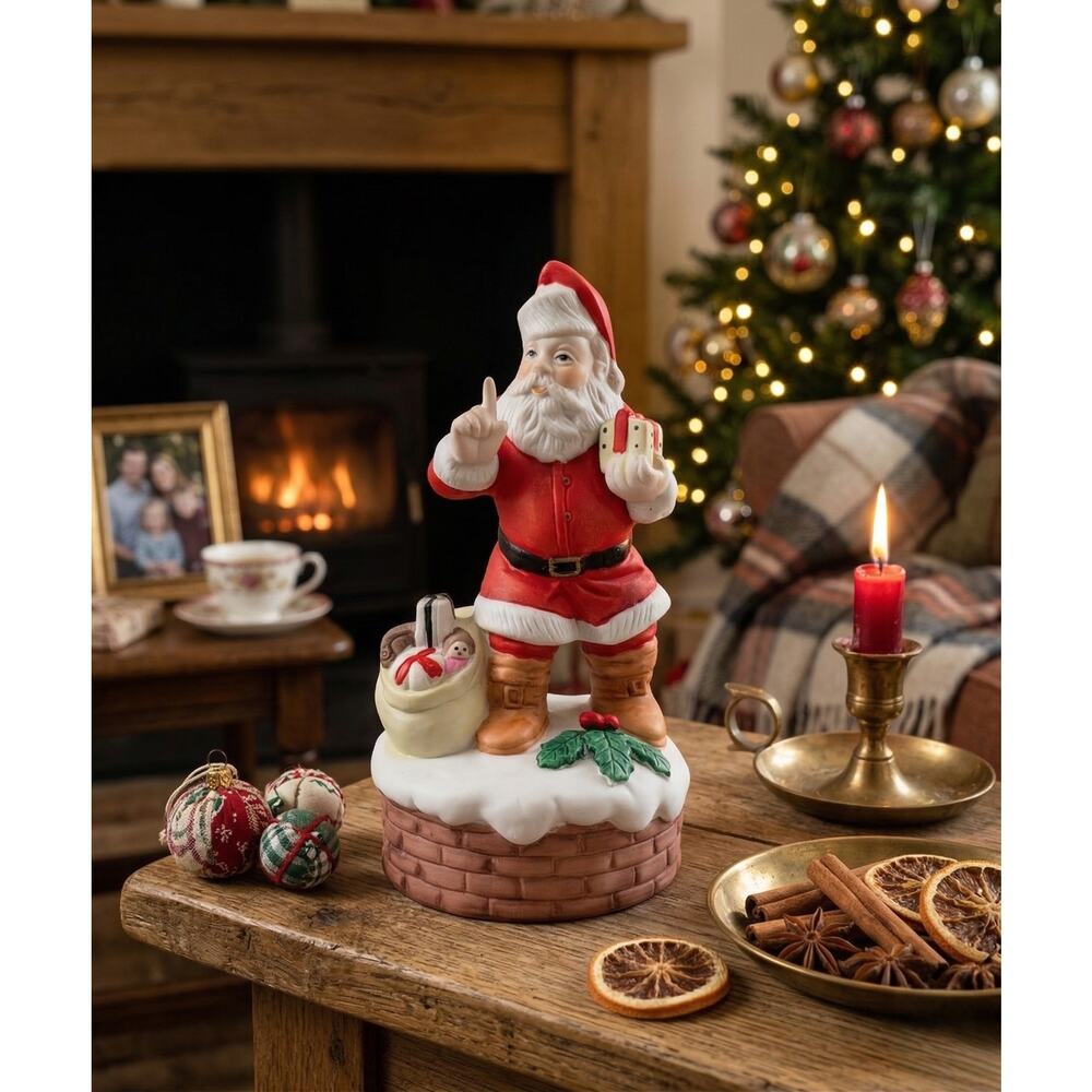 1982 Musical Santa Claus on Chimney - Plays "Santa Claus Is Coming to Town"